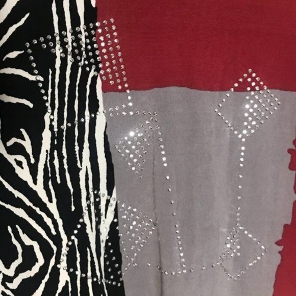 Valentina Rhinestone Colorblock 3/4 Sleeve Top - Size Medium - Picture 5 of 5